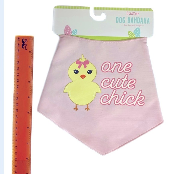 Easter Dog Bandana Yellow Easter Chick Graphic Tie Lrg/X Larg  Neck 18-24 in - Picture 2 of 7